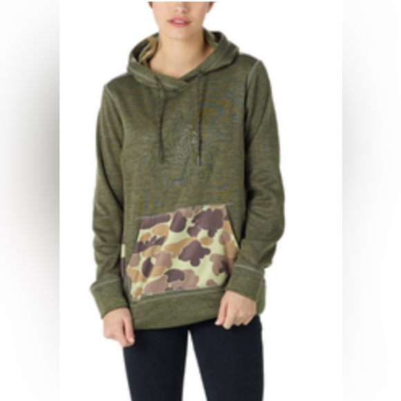 BURTON CAMOUFLAGE GREEN HOODIE PULLOVER JACKET SIZE S UNISEX - Picture 1 of 8